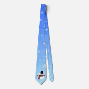 White Christmas Snowman Neck Tie