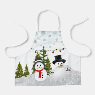 White Christmas Snowman / Snow Scene for Kids Apron