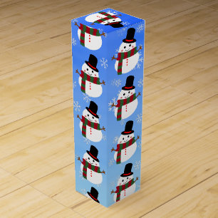 White Christmas Snowman Wine Box
