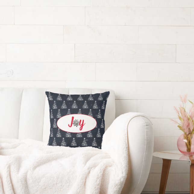 white Christmas star tree Throw Pillow (Couch)