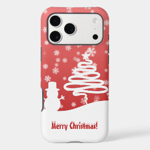 White Christmas Tree and Snowman iPhone 17 Pro Max Case