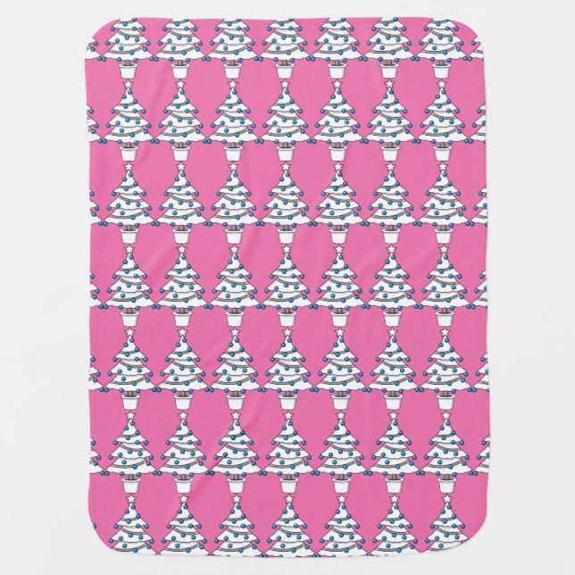 White Christmas Tree Baby Blanket (Front)