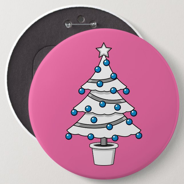 White Christmas Tree Button (Front & Back)