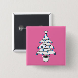 White Christmas Tree Button
