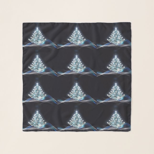 White Christmas Tree Chiffon Scarf (Front)