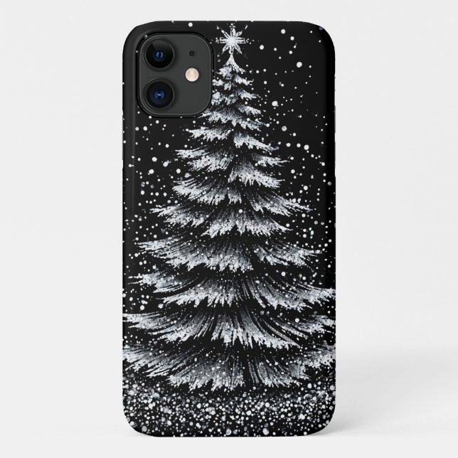 White Christmas Tree Elegant Winter Aesthetic Case-Mate iPhone Case (Back)