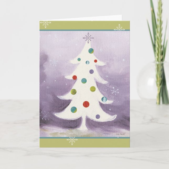 White Christmas Tree Holiday Card (Front)