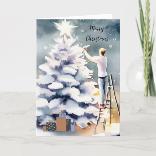 White Christmas Tree Holiday Card