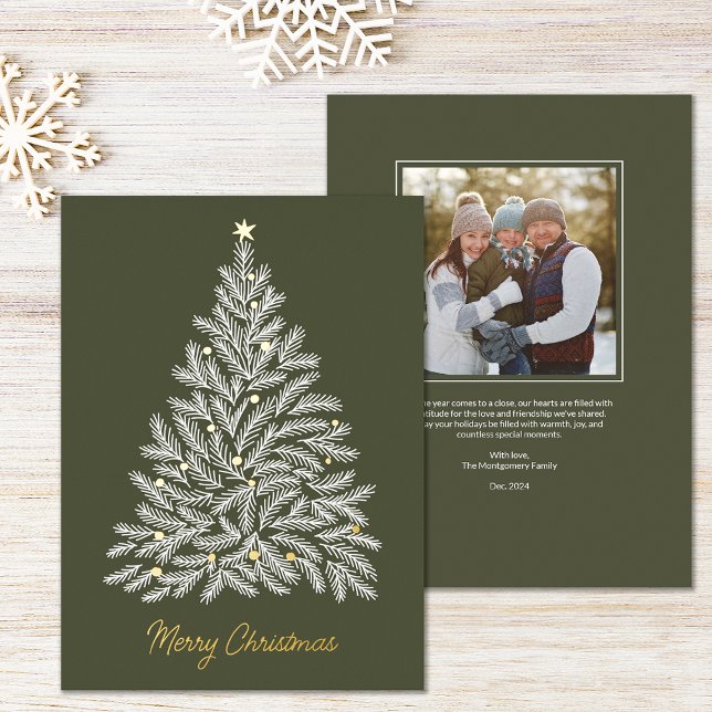 White Christmas Tree Holiday Photo Card (Creator Uploaded)