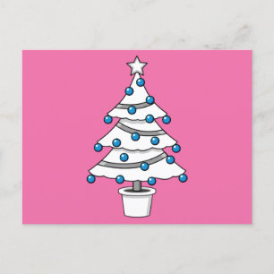 White Christmas Tree Holiday Postcard