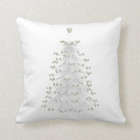 White Christmas Tree Holiday Throw Pillow