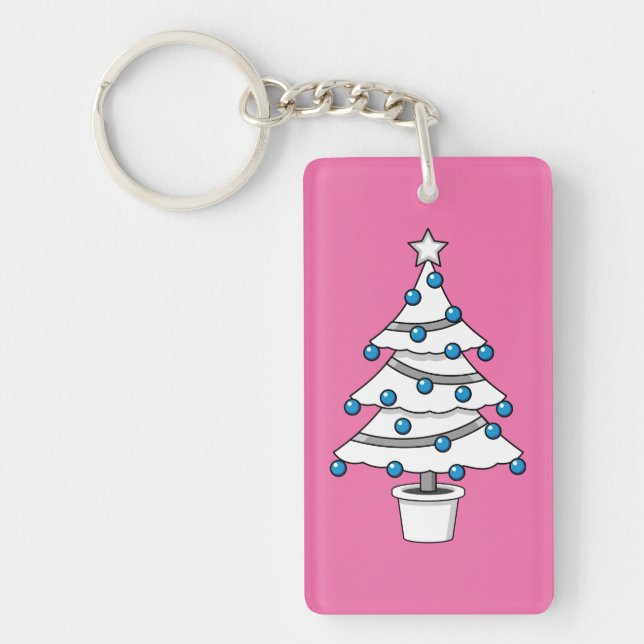 White Christmas Tree Keychain (Front)