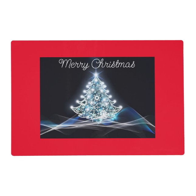 White Christmas Tree Laminated Placemat (Front)