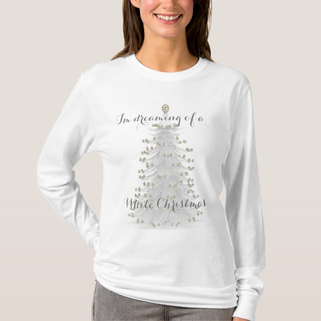 White Christmas Tree Long Sleeve Knit Top (Front)