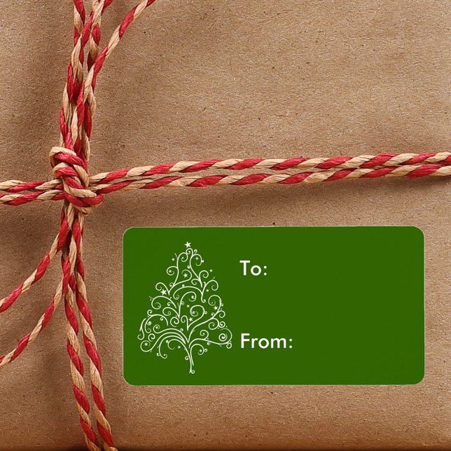 White Christmas Tree on Green Gift Tag (Creator Uploaded)