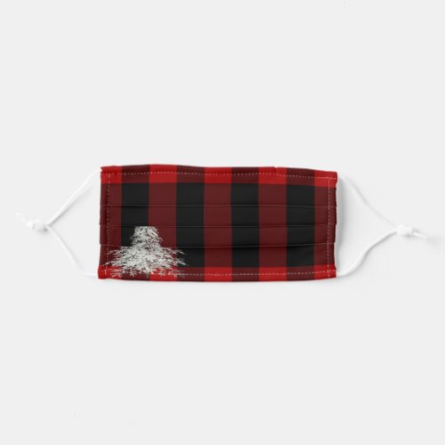 white Christmas tree on plaid Adult Cloth Face Mask