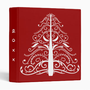 White Christmas Tree on Red Dated Binder