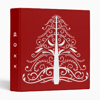 White Christmas Tree on Red Dated Binder
