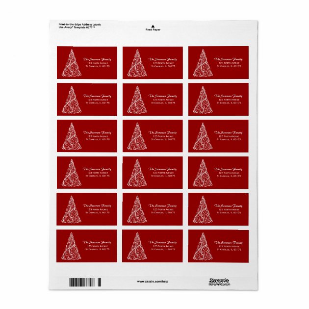 White Christmas Tree On Red Return Address Label