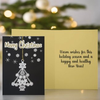 White Christmas Tree Ornament Over Black Template