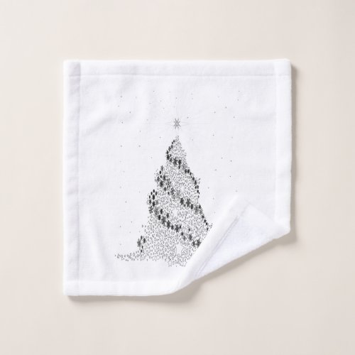 White Christmas Tree Wash Cloth