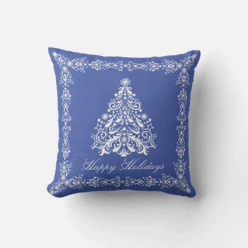 White Christmas Tree Your Background and Text  Thr Throw Pillow