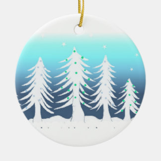 White Christmas Trees Ceramic Ornament