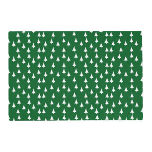 White Christmas Trees Dk Green Placemat