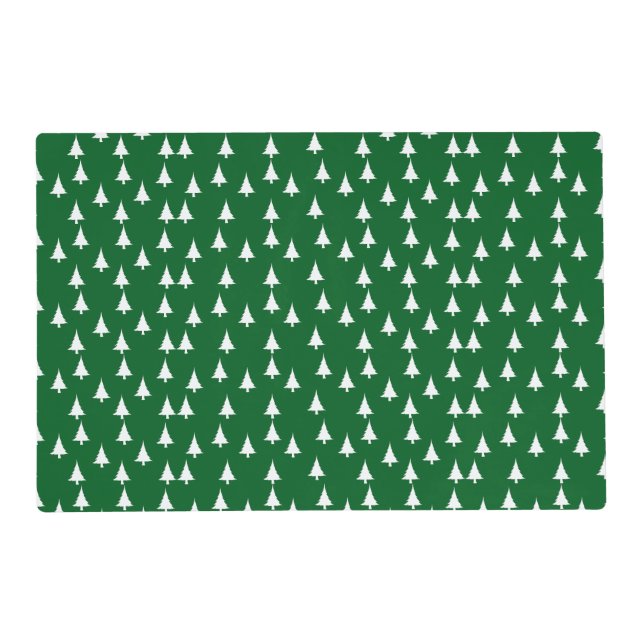 White Christmas Trees Dk Green  Placemat (Front)