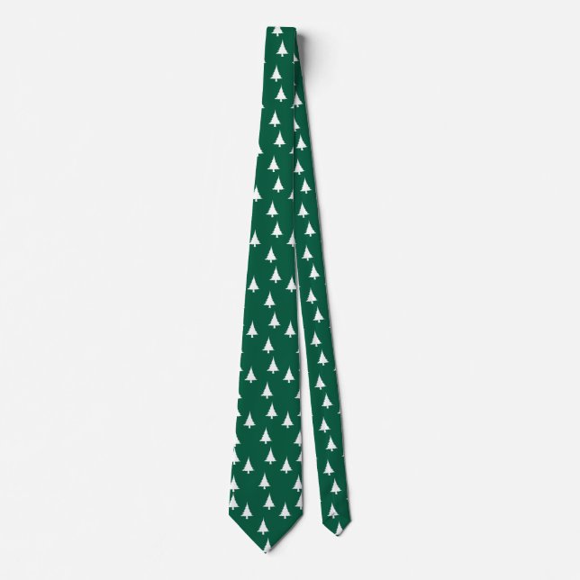 White Christmas Trees Green Gift  Neck Tie (Front)