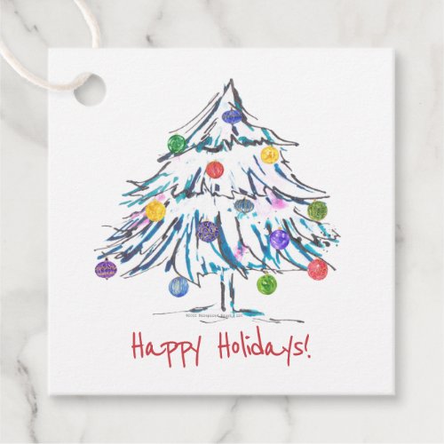 White Christmas Trees in Watercolor Reversible Favor Tags