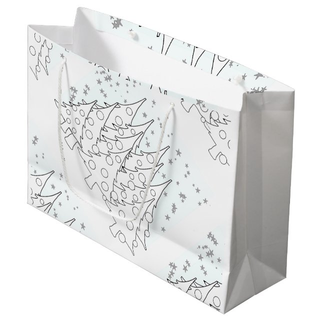 White Christmas Trees  Large Gift Bag (Front Angled)