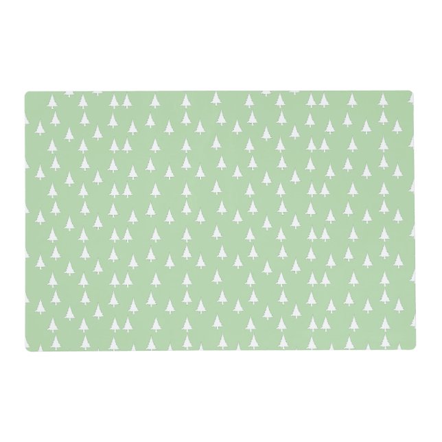 White Christmas Trees Mint Green  Placemat (Front)