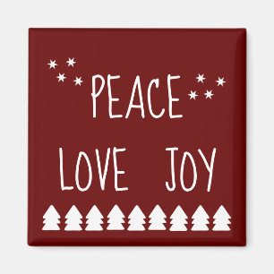 White Christmas Trees Peace Love Joy Magnet
