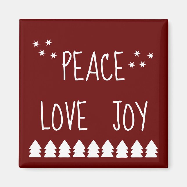White Christmas Trees Peace Love Joy Magnet (Front)