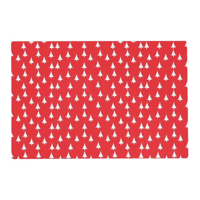 White Christmas Trees Red Placemat (Front)