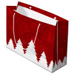 White Christmas Trees Red Sky Large Gift Bag