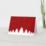 White Christmas Trees Red Snowy Sky Holiday Card