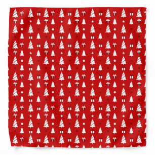 White Christmas Trees with Gifts Pattern Bandana