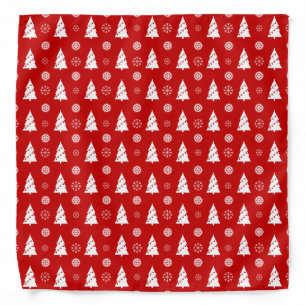 White Christmas Trees with Snowflakes Pattern Bandana