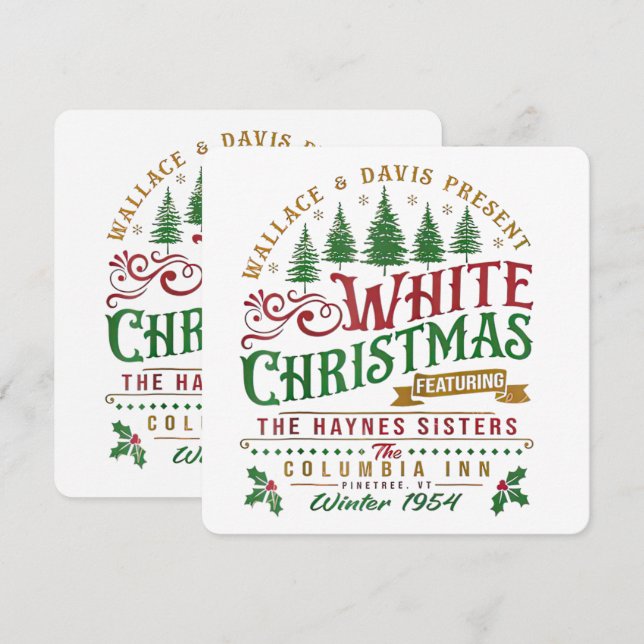 White Christmas Wallace And Davis Haynes Sister Invitation (Front/Back)