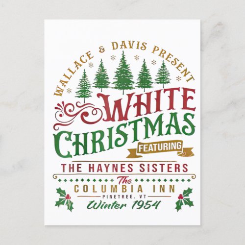 White Christmas Wallace And Davis Haynes Sister Postcard