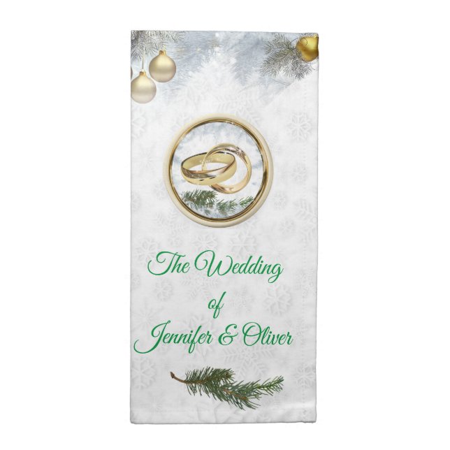 White Christmas Wedding Cloth Napkin (Half Fold)