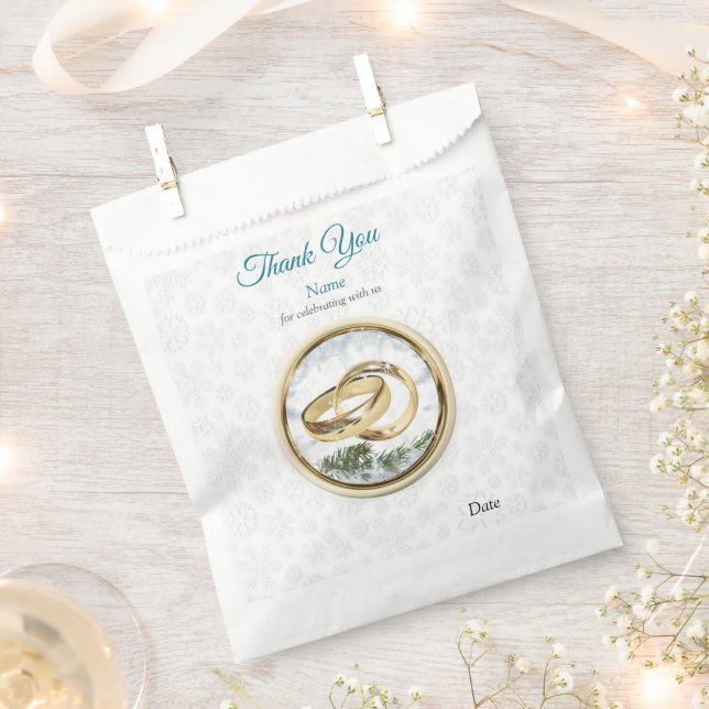 White Christmas Wedding Favor Bag (Clipped)