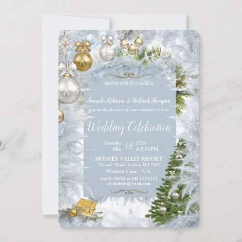 White Christmas Wedding Invitation