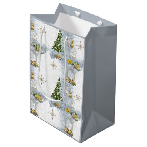 White Christmas Wedding Repeat Design Medium Gift Bag