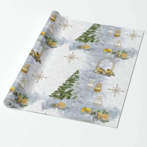 White Christmas Wedding Repeat Design Wrapping Paper