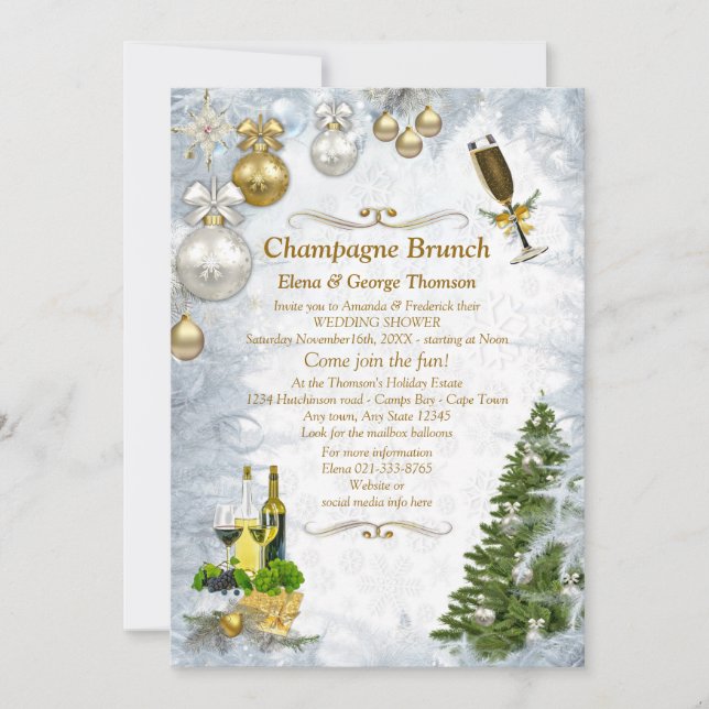 White Christmas Wedding Shower Invitation (Front)