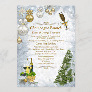 White Christmas Wedding Shower Invitation