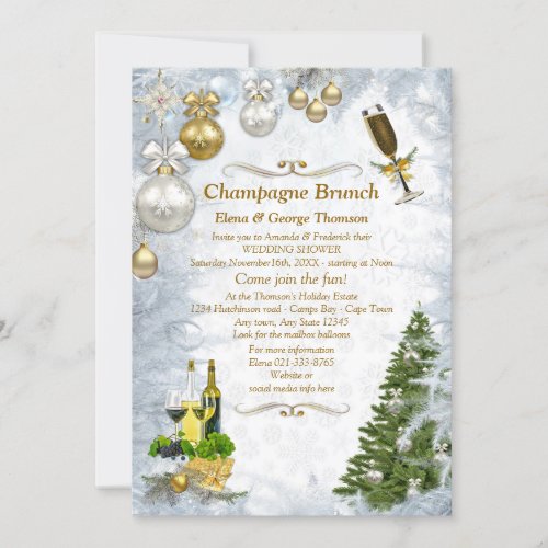 White Christmas Wedding Shower Invitation